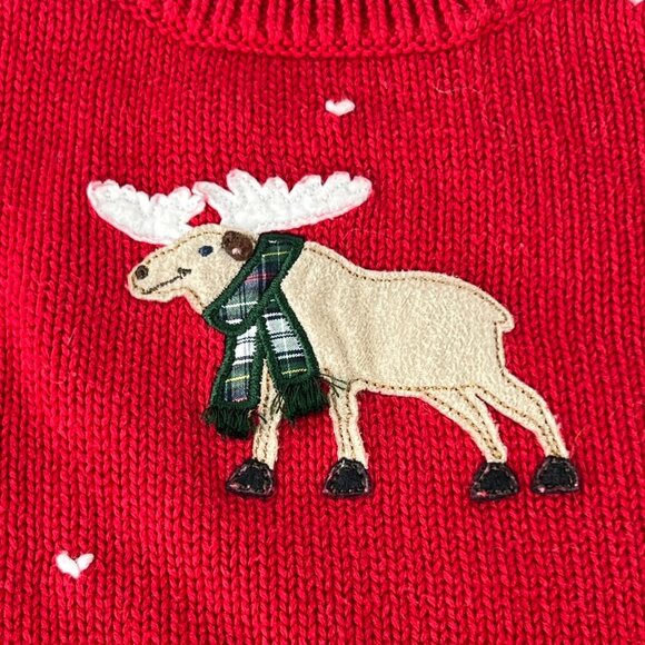 Little Me Toddler Baby Red Moose Sweater Vest 18M Cotton Knit Shoulder Button - Picture 3 of 5